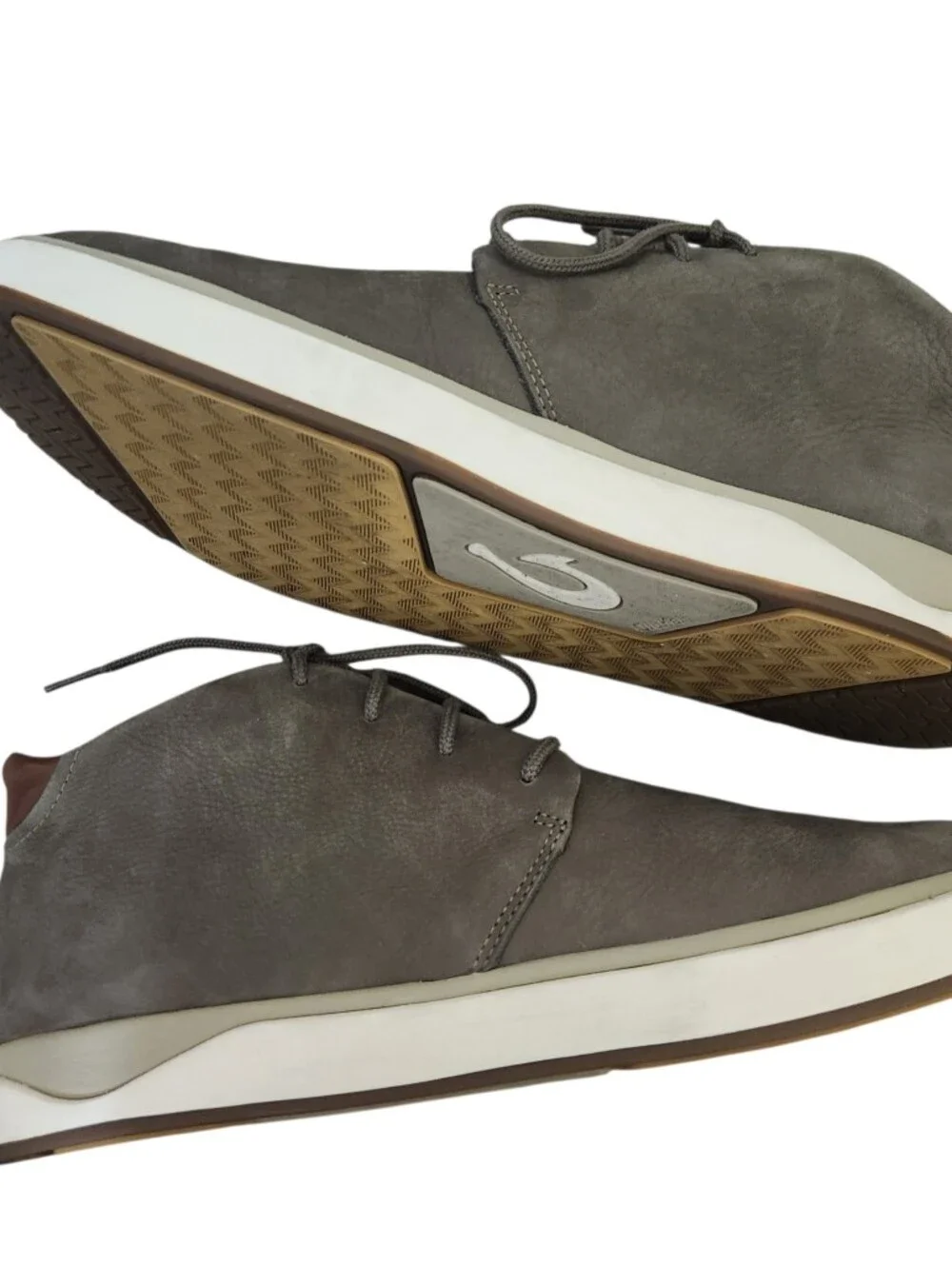 Olukai Papaku Ili Mens Size 12 Gray Leather Chukka Boots 10520-1313 Graphite